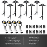 Load image into Gallery viewer, SUNVIE LED Low Voltage Landscape Lighting 12V Landscape Lighting Kit with Connectors, Low Voltage Pathway Lights with Spotlights Aluminum Pathway Lights Wired Waterproof for Patio Yard Garden, 12 Pack