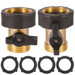 Load image into Gallery viewer, AuySier 2 Pack Garden Hose Shut Off Valve, Easy Grip Rubber Handle, 3/4" Heavy Duty Solid Brass Fittings Water Hose Shutoff Valve with 4 Pcs Hose Washers