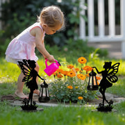 SUNCKET Solar Garden Statues Outdoor Decor, Fairy Garden Accessories, Housewarming Ornament Gift for Women Mom Grandma, Metal Decorative Figurine Light for Patio, Lawn, Yard, Pathway