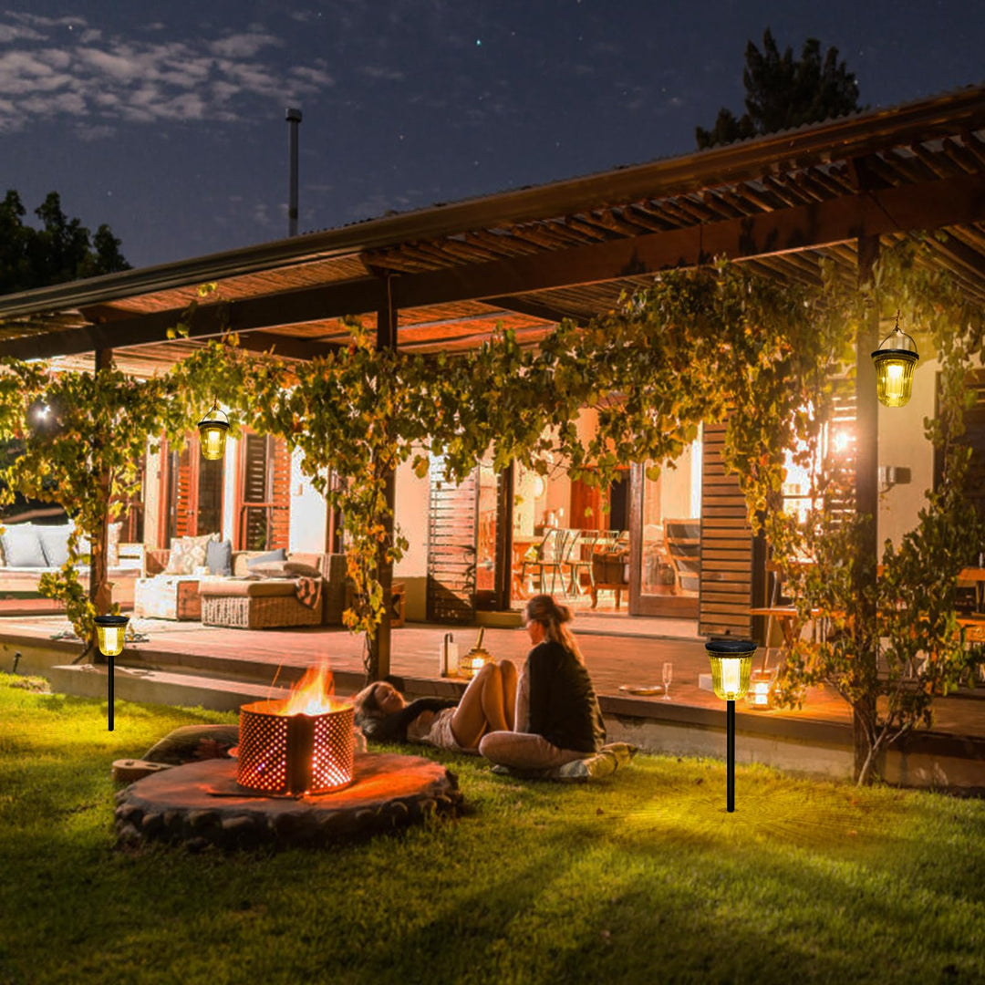 WTGEGF Solar Pathway Lights Outdoor Waterproof, 4 Pack 200 Lumens Super Bright Solar Garden Lights with 2 Lighting Modes, Auto On/Off Outdoor Solar Lights for Yard, Walkway, Lawn, Driveway, Path